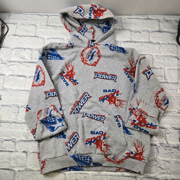 New Girl Order Sport Graphic Print Gray Hoodie size 8 Bad Sport We Bite - Picture 7 of 13